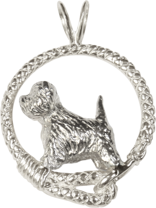 West Highland White Terrier - Westie - in Leash Pendant Charm Necklace in 14K Gold or Sterling Silver